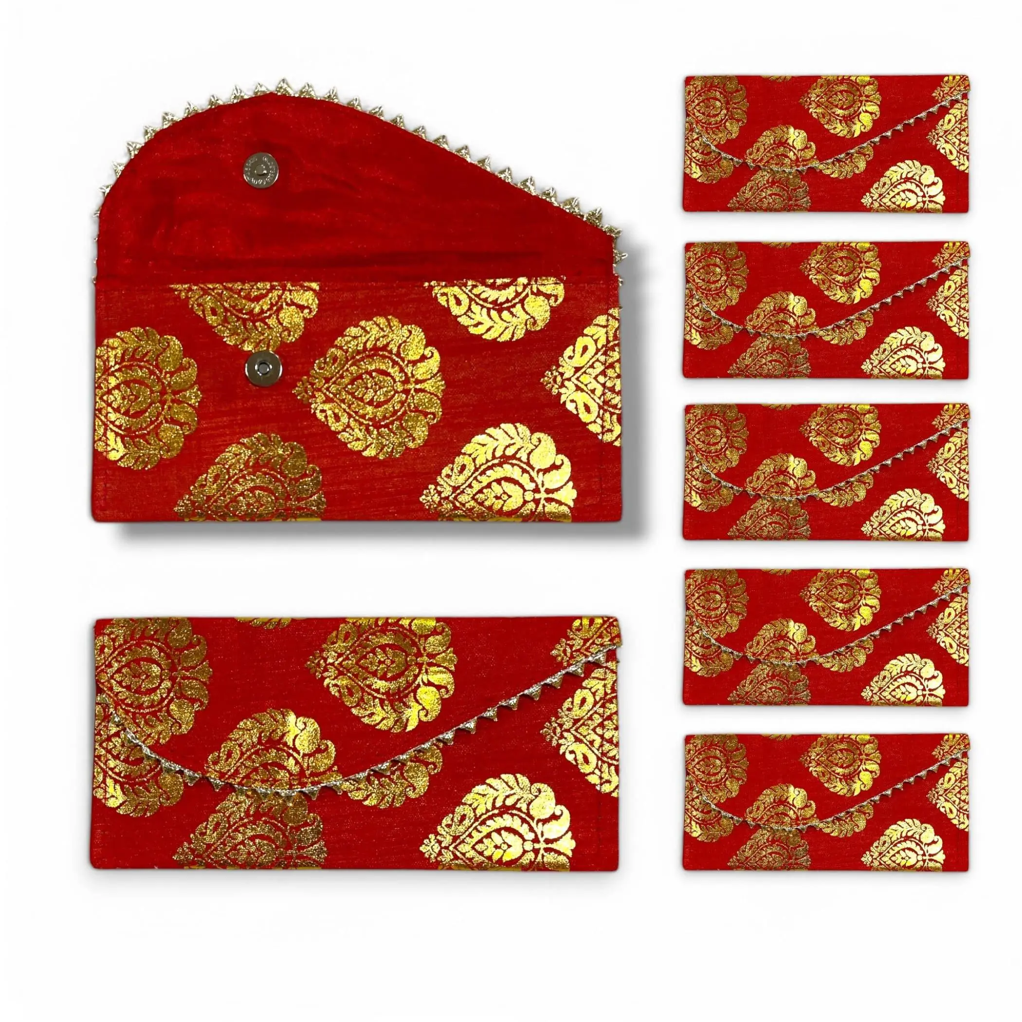 LoveNspire Cash Envelopes - Gotta Fabric, Bandhini Design, Magnetic Snap, Multi-Color Sophisticated Shagun Envelopes for Auspicious Gifts (Ideal for Diwali, Weddings)