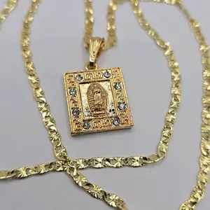 VIRGIN MARY beautiful necklace regular style clear stone's gold-plated 18"inches 24"inches available