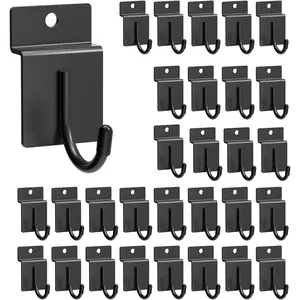 30 Pcs J Shaped Slatwall Hooks, Slat Wall Display Hooks Slat Wall Hanger Hooks for Garage, Shop, Home, Office (Black)