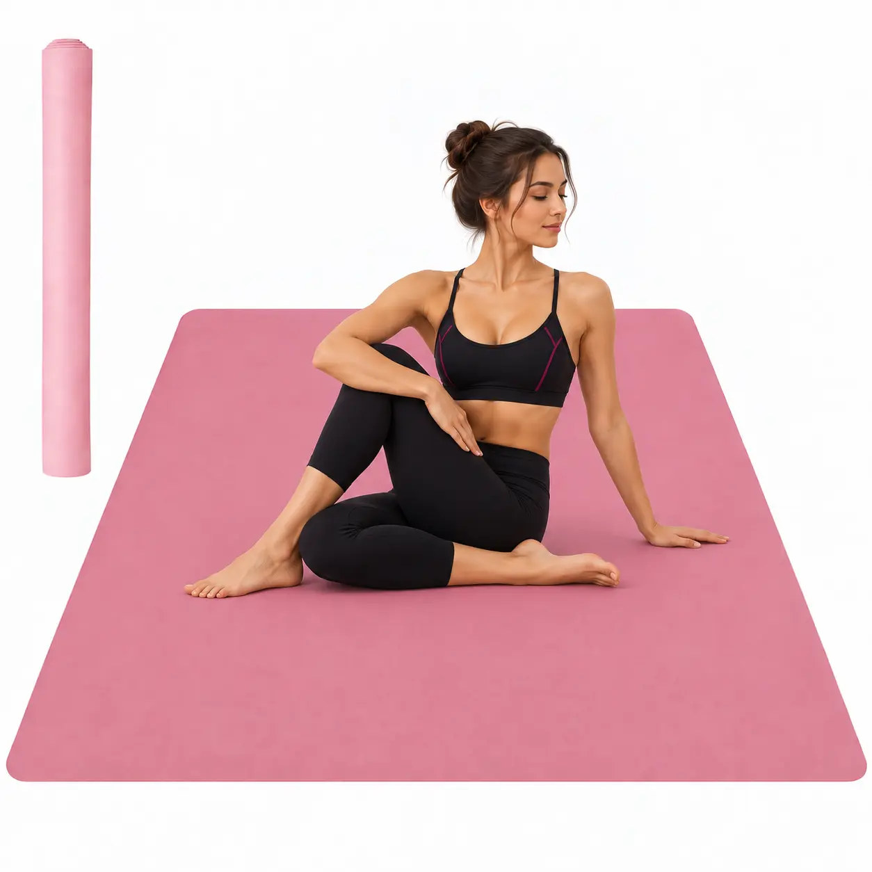 Extra Large Exercise Mat 6' x 4', 1/4" Thick TPE Non-Slip Workout Mat for Home Gym, High-Density Fitness Floor Mat for Yoga, Pilates, HIIT, Cardio, Stretching & Home Workouts