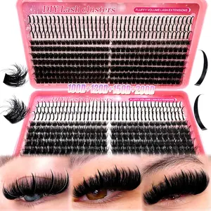 200D/150D/120D/100D/80D/60D/50DUniversal Eyelash Bundles 5-In-1 Set, Long 8-16mm Lashes for DIY Extensions, Perfect for Daily Makeup & Cosplay Events，suitable for daily life&weddings&dates&parties&music festivals&Halloween use, Lashes Clusters Kit