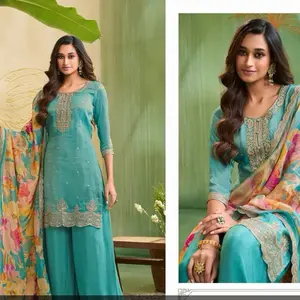 Garara Suit - 3 Piece Set with Elegant Embroidery Dupatta Chinon Fabric L to XXXL Sizes Available..price