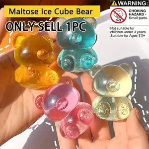 Bear Stress Relief Squeeze Toy Squishies, Ice Cube Squishy, Transparent Ice Cube Slow Rebound, Party Favors, Birthday Gifts, Relaxing Scented Fidget Relief Aroma Decompression Ball