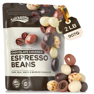 Snackathon Chocolate Covered Espresso Beans, 4 Chocolate Blend, 2 Pound