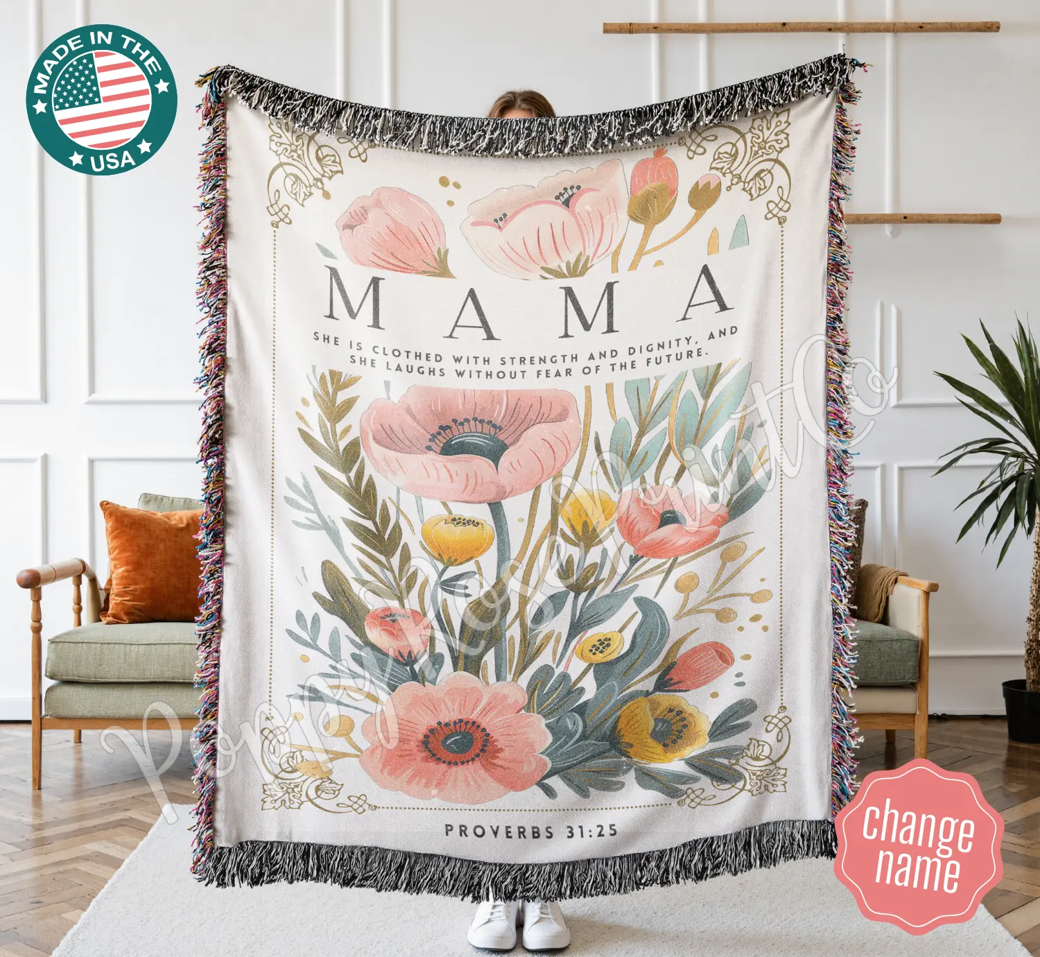 Mom Woven Blanket, Mothers Day Gift, Custom Grandma Blanket