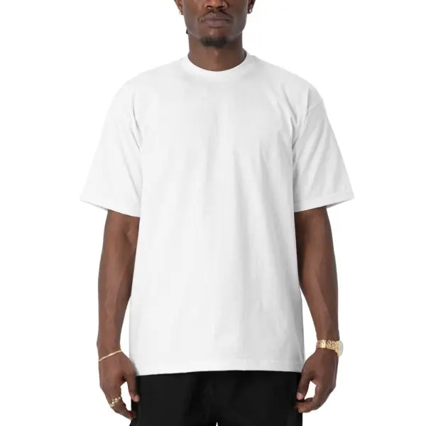 Pro Club Men's Original Classic Heavyweight 100% Cotton Knit Shortsleeve T-Shirt - Ribbed Round Neck, Loose Casual Fit, Polyester-Blend Fabric Menswear Top, Plain Fashion Apparel