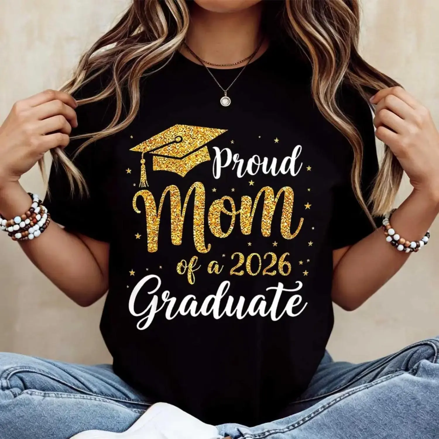 Celebration Of 2026 Graduate Mom Crewneck Casual T Shirt Perfect For Graduation Ceremony