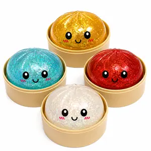 Glitter Dumpling Squishy with Box | Soft Sensory Squeeze Stress Relief Toy | Glitter Bao Bun Decompression Squishy | Sensory Fidget Toy | Flour Dumpling Stress Relief Squishy | Not a Blind Box, Freely Choose Your Favorite Color