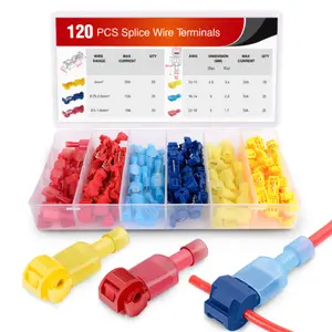 T-Tap 120 Pcs (60 Pairs) Quick Splice Wire Connector Kit with Nylon Insulated Male Disconnects Model 50004R - Self-Stripping Tight-Fit Connectors for Automotive, Marine, and DIY Projects