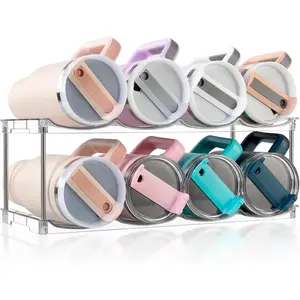 Larger Water Bottle Organizer for Stanley 40 oz Tumbler, Stackable Water Bottle Holder Rack for Cabinet, Kitchen Storage Organizer for for Stanley Cup Accessories, Tumbler Storage Holder，2 Pack