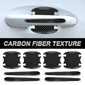 8PCS Car Handle Sticker, 3D Carbon Fiber Door Bowl Protective Film, Anti-Scratch Auto Paint Cover Guard, Universal Waterproof Decor Sticker for Cars (4 Handle + 4 Bowl)