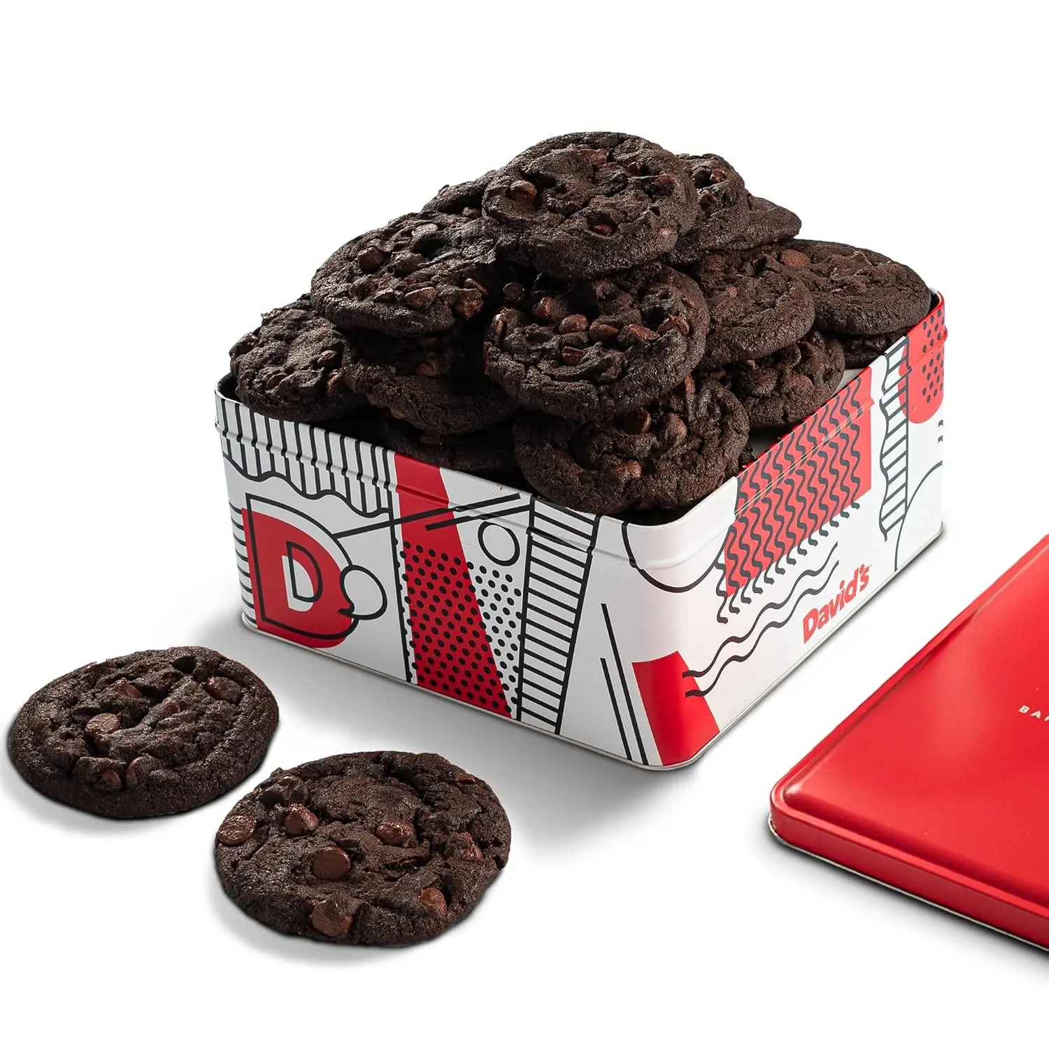 DAVID'S COOKIES 2lbs Double Chocolate Chip Fresh Baked Cookies - Handmade and Gourmet Cookies - Delectable and Made with Premium Ingredients - Cookie Gift Tin - Great Gift For All Occasions