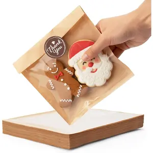 100 count Cookie Bags with Seal, 5.7x6.5 Inch Individual Cookie Packaging Bags for  Giving, Heat Sealable &  Proof ry Bag with Window, d Goods Packaging