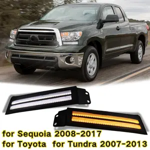 Compatible with Toyota Tundra 2007-2013 and Sequoia 2008-2017 front bumper fog light covers, modified light strips replacement parts, 2 pieces