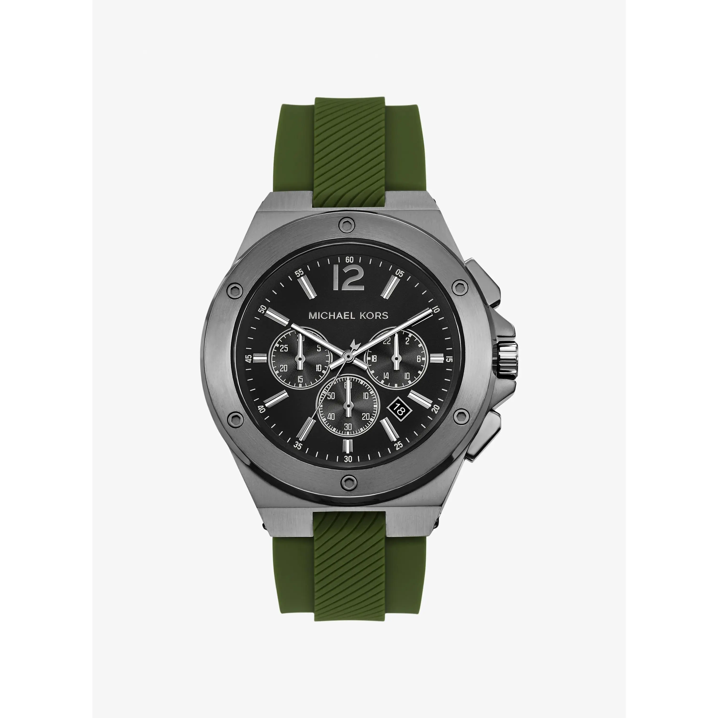 Oversized Lennox Gunmetal-Tone and Silicone Watch