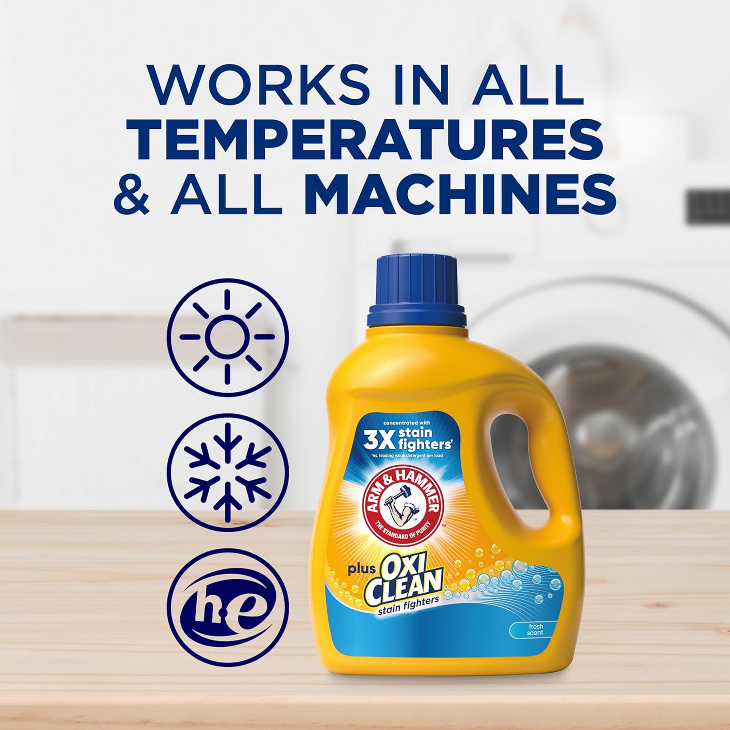 ARM & HAMMER Plus OxiClean Fresh Scent Liquid Laundry Detergent 77 Loads 100.5 Fl oz HE & Standard Washers Stain Remover Odor Fighter