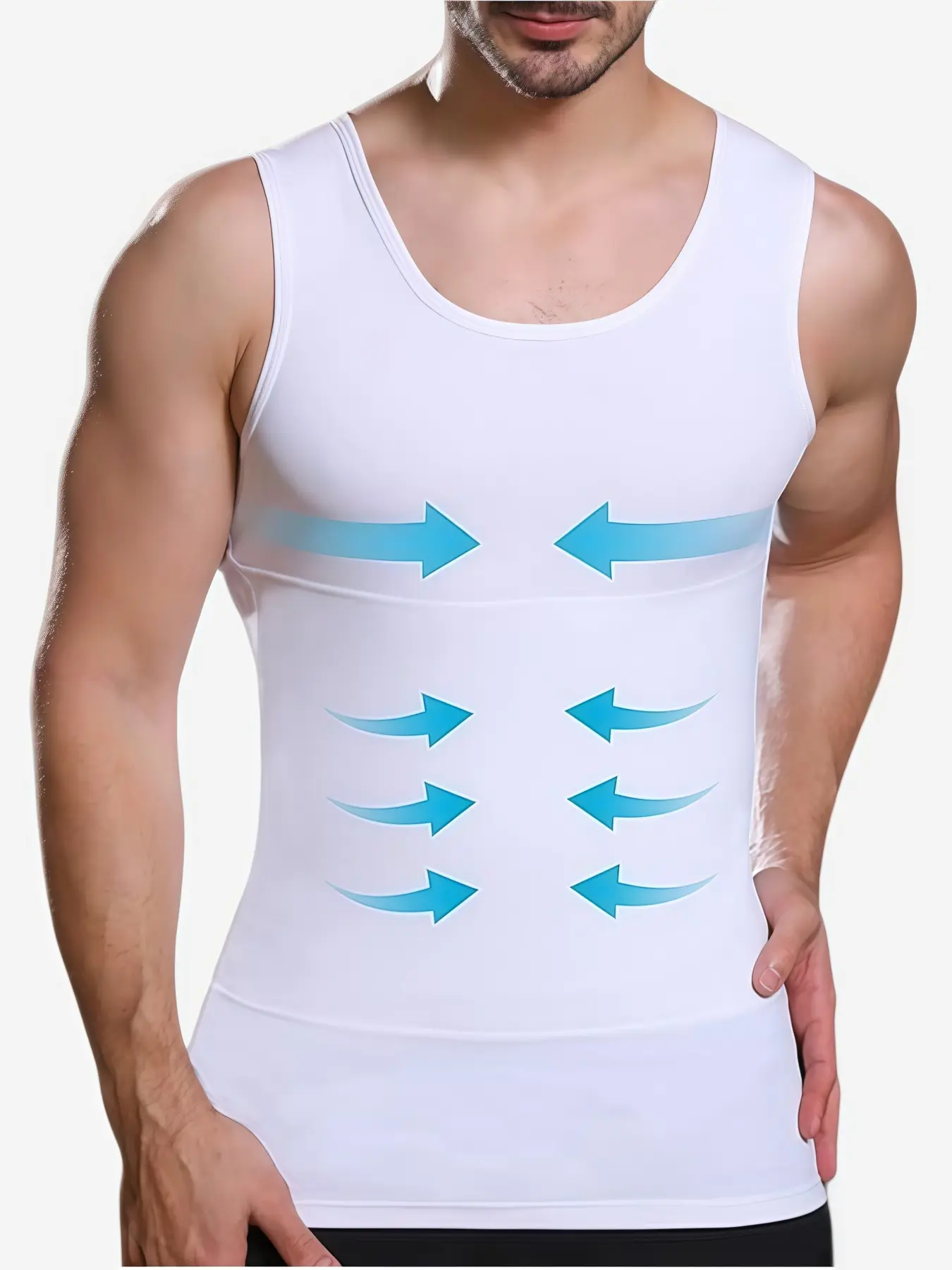 1 Count Men's Tummy Control & Chest Binder Body Shaper Vest, Solid Color Compression Tank, Seamless Stretch Fabric Muscle Top, Breathable Waist Trainer Athletic Shapewear Shirts, Ideal for Daily Wear, Everyday Wear Shapewear, Casual Breathable Shapewear