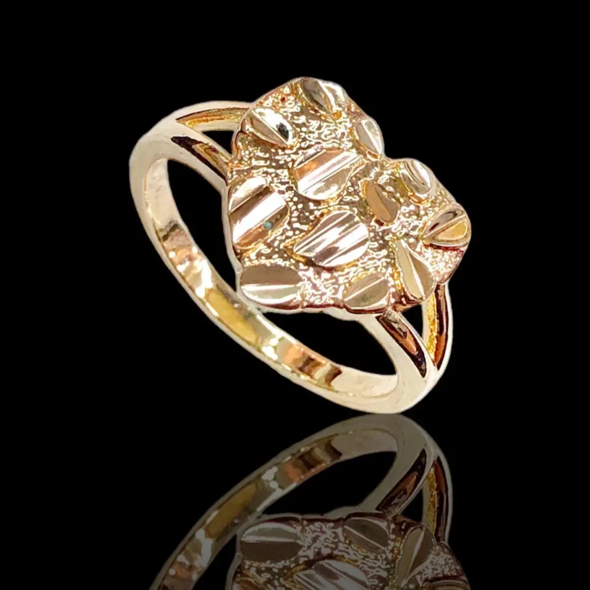 18K Gold Filled Shiny Nugget Heart Ring 6-9 anillo nugget