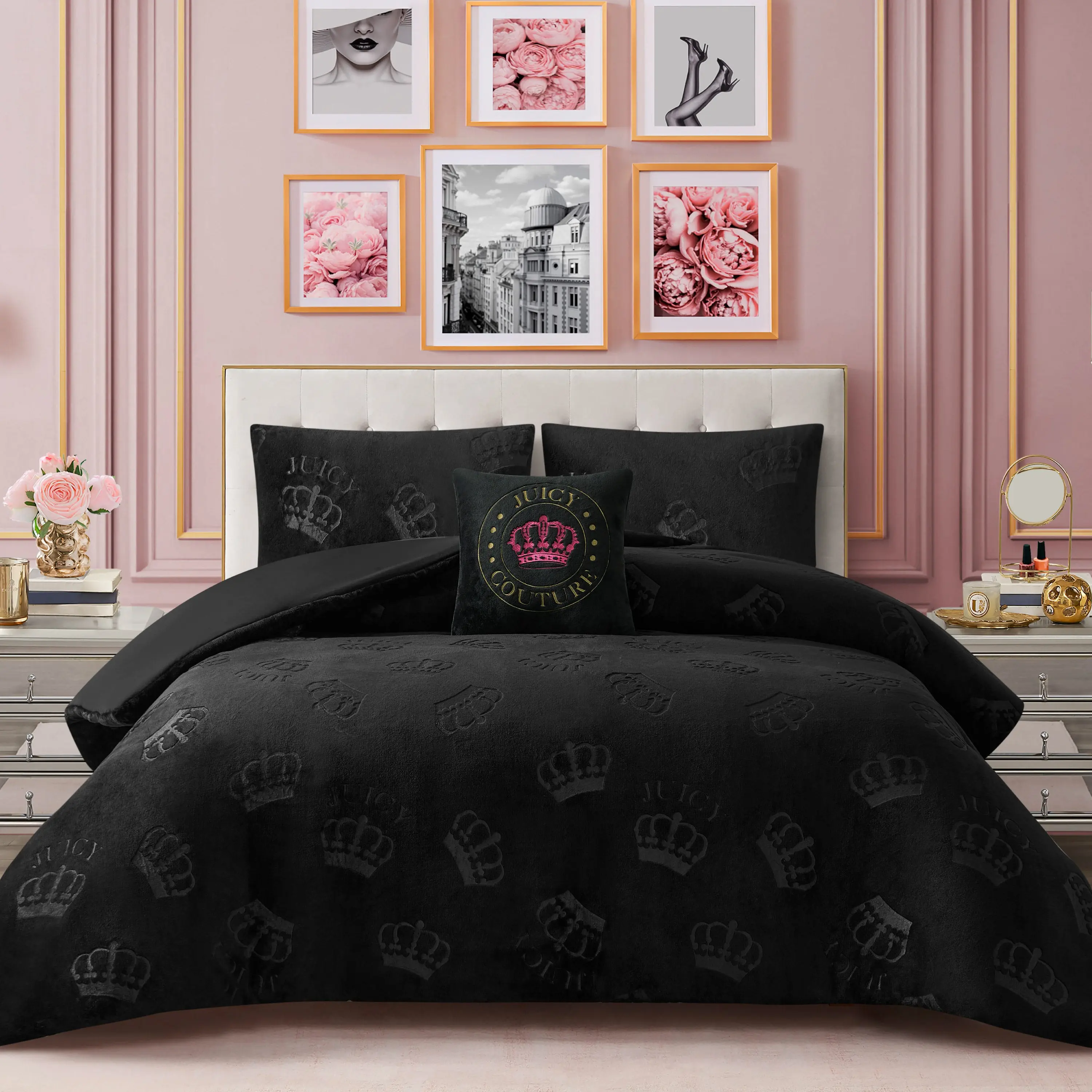 Embossed Plush Crown Comforter Set