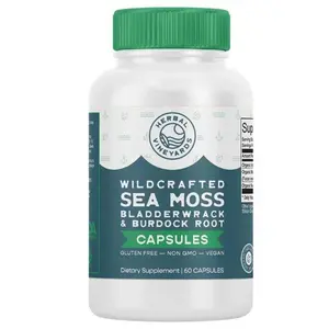 Herbal Vineyards Wildcrafted Sea Moss Bladderwrack & Burdock Root Capsules - 60 Vegan Gluten-Free Non-GMO for Immune Support & Energy Boost