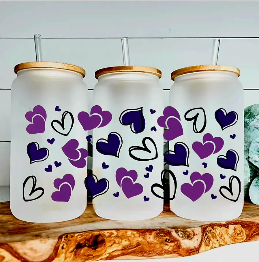 Purple Hearts - UVDTF Wrap for cups/hard surfaces sticker