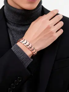 2026 New Alloy Magnetic Men's Bracelet, Adjustable Dual Row Magnet Therapy Wristband, Silver Color Antique Copper, Perfect Gift