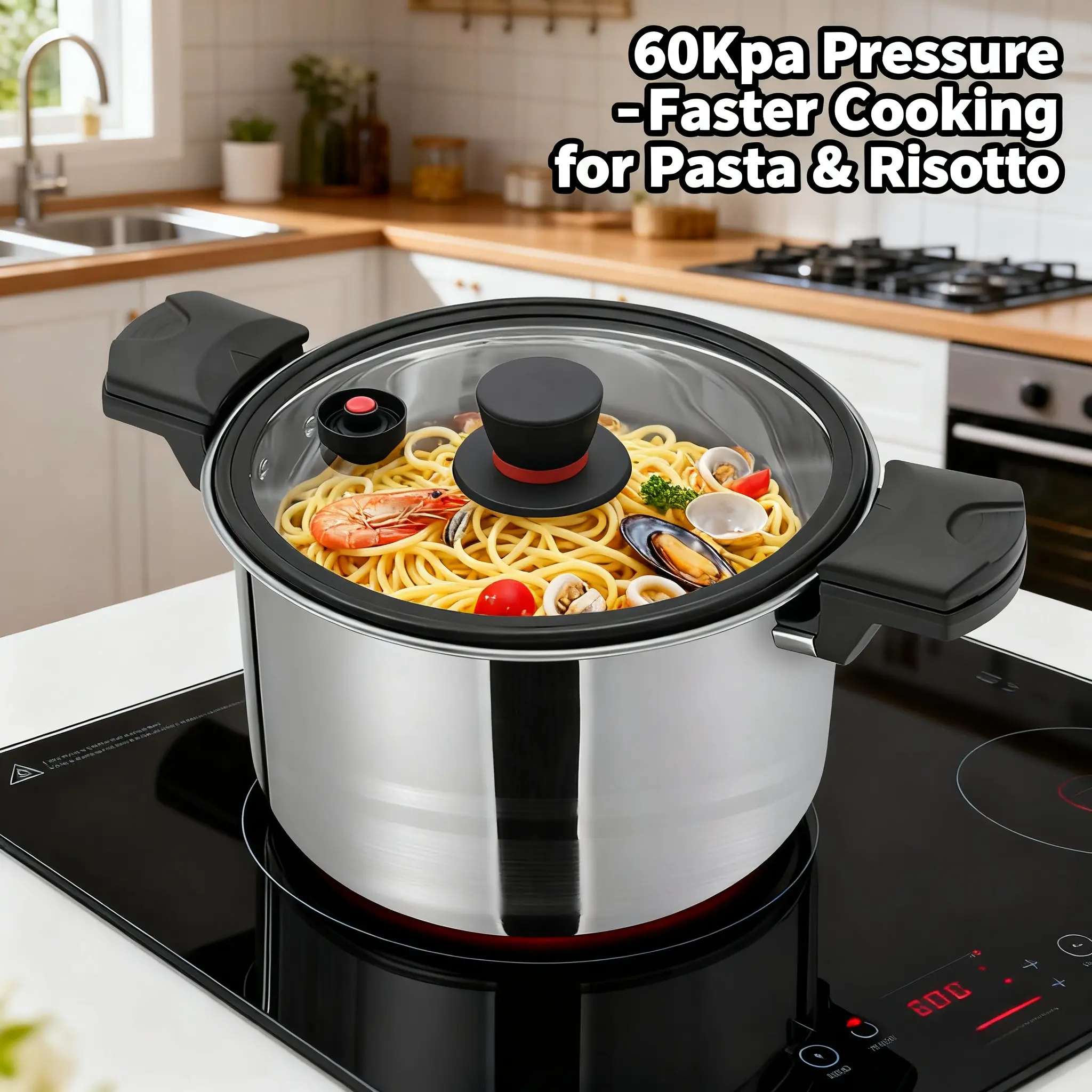 Valentine's Day 7L Stainless Steel Pressure Cooker,10.2x8.7In 6 7 People,Fit Gas Induction Electric Hob,Dishwasher Safe,Steamer,For Home Restaurant Camping Use