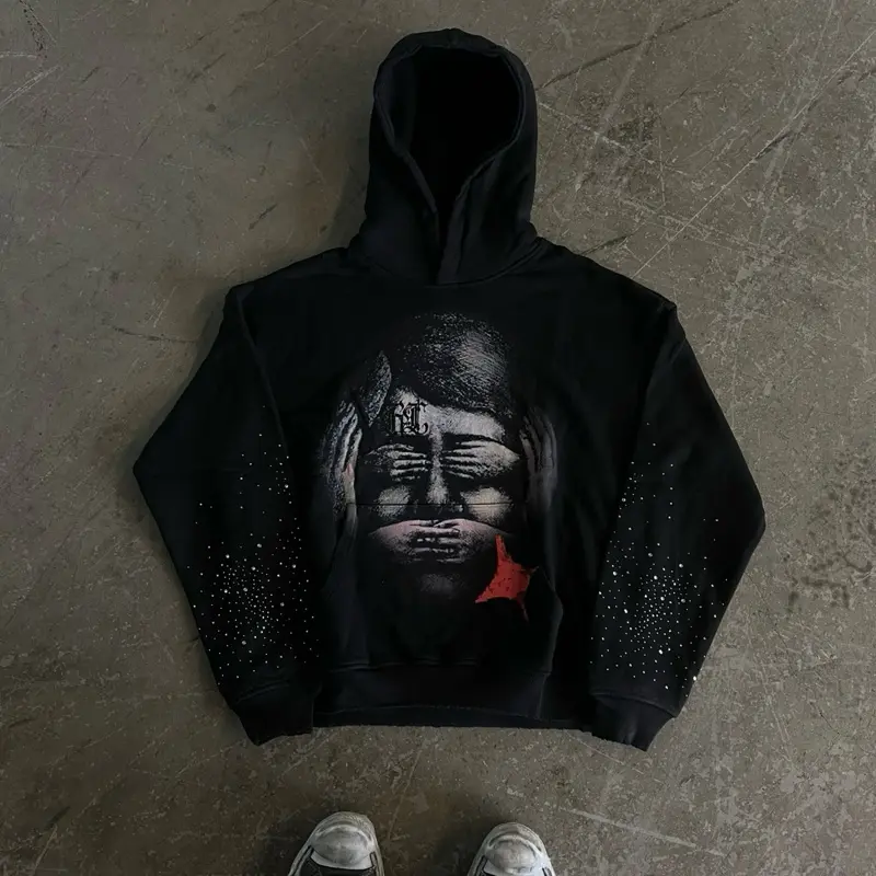 Heartcold Men's Casual Cotton Graphic Print Hoodie - Pullover Sweatshirt, Menswear Top, Sweatshirts, Casual Pullover Sweatshirts