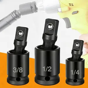 3 Pack Impact Universal Joint Swivel Socket Set, Professional Swivel Socket Adapter 360° Rotatable Joint Socket Adapter Cr-Mo for Electric Wrench Ratchet Wrench 3/8inch 1/2inch 1/4inch