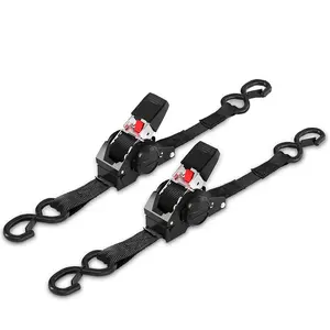 2-Pack Retractable Ratchet Straps Heavy Duty, Self Retracting Tie Down Straps with S Hooks (1500 lbs)