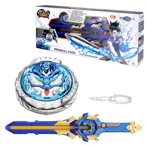 INFINITY NADO Battling top with Sword Launcher, Metal Glowing battling top, Balance Type Right/Left-Spinning Top Game Toys Battle Top Starter Pack Set, for Boys Girls 5+, Fury Wave Dragon, Blue