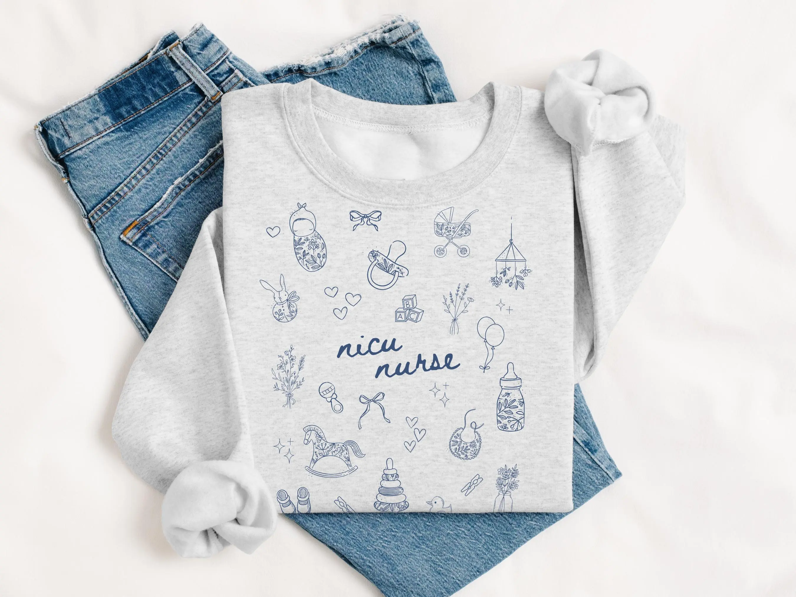 NICU Nurse  T-Shirt OR Sweatshirt Gift for Neonatal ICU Nurses  T-Shirt, LD nurse Womenswear Fabric