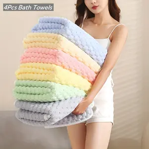 4pcs Waffle woven bath towels, adult super absorbent microfiber towels, quick-drying textured towels, soft spa and fitness towels, durable and suitable for daily use