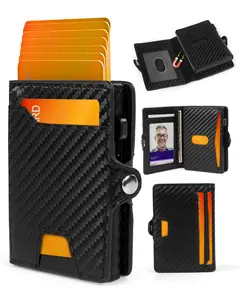 Slim Wallet for Men, Rfid Blocking Pop Up Aluminum Credit Card Holder Men's Wallet, Magsafe Card Wallet Men