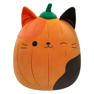 Squishmallows Pumpkin Cam Winking Calico Cat 16-inch Select Series Halloween Plush for Frights by the Fireplace Nights Trick-or-Treating and Costume Parties
