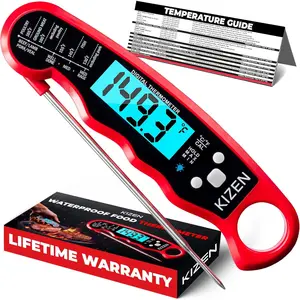 Instant Read Meat Thermometer Digital - Food Thermometer for Cooking, Grill, Oven, BBQ - IP67 Rated Waterproof - Large Backlit Display and Magnetic Back