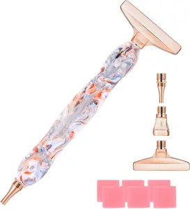 Diamond Painting Pen with Screw Thread Tips, 1PCS Diamond Art Pen & 3PCS Rose Gold Stainless Steel Metal Tips for DIY Diamond Art
