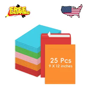 25 Pack Colored Mailing Envelopes, 9 x 12 Inches Self-Seal Colorful