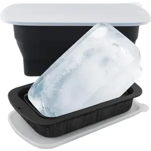 Collapsible Extra Large Ice Block Mold,2-Pack, 8LB Silicone Ice Bath Ice molds For Cold Plunge, Giant Ice Cube Molds, Ice Bath Chiller, Ice Molds For Coolers, Ice Bath Tub Water Chiller, Ice Cube Tray