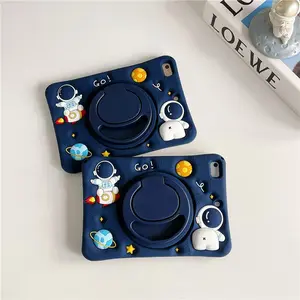 Cartoon Astronaut Pattern Tablet Case with Rotatable Stand, 1 Count 360 Degree Rotatable Tablet Protective Cover, Tablet Accessories Compatible with iPad, Tablet Stand Holder