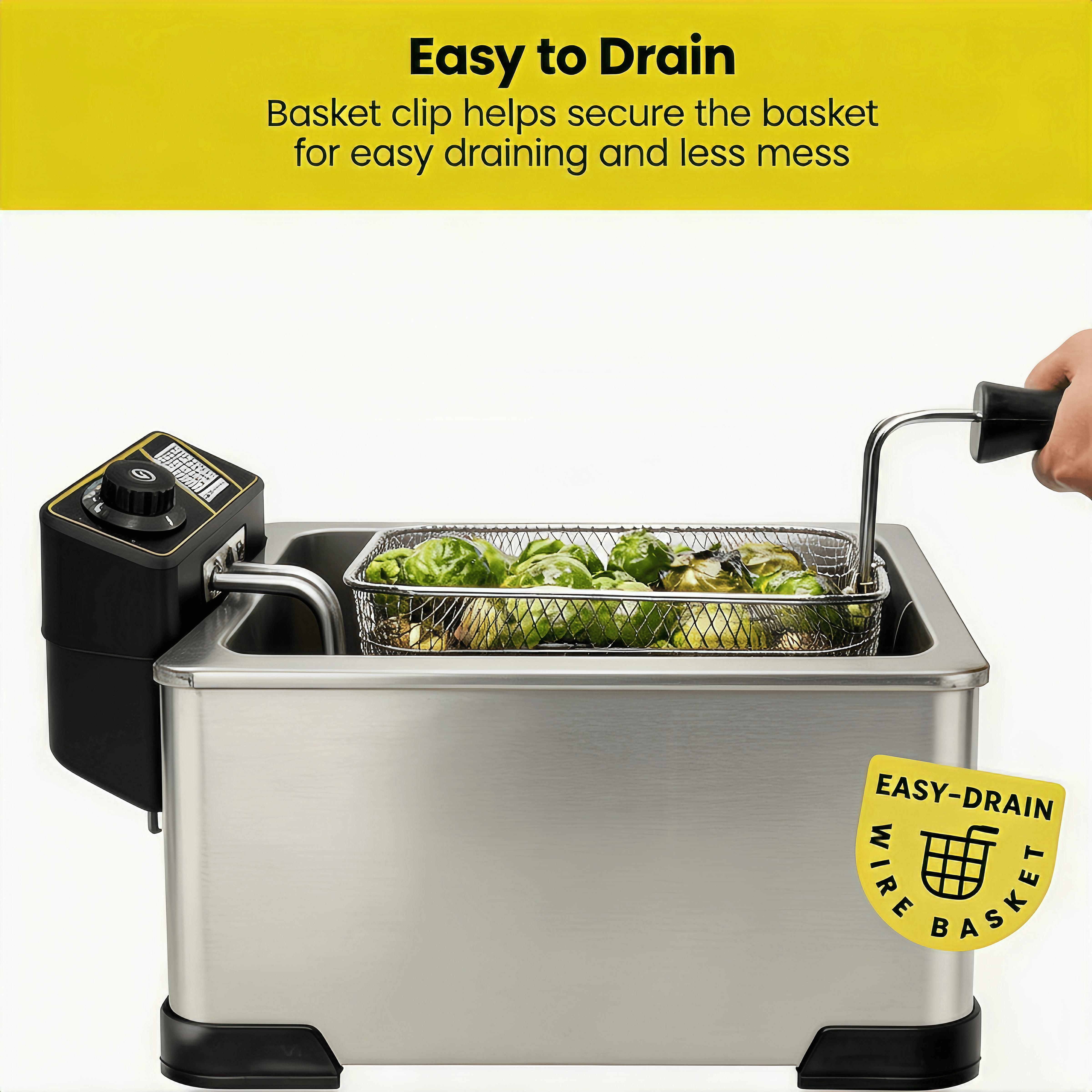 5 Liter/21 Cup Stainless Steel 1400 Watt Electric Fryer withRemovable Triple Plate Fryer, 5.3 Quart, Silver, Oil-Repellent Filter Cover, Easy to Clean, Ideal  FriedChicken, Fish, Chips and Donuts, Ideal Gift  HomeCookers griddle for home