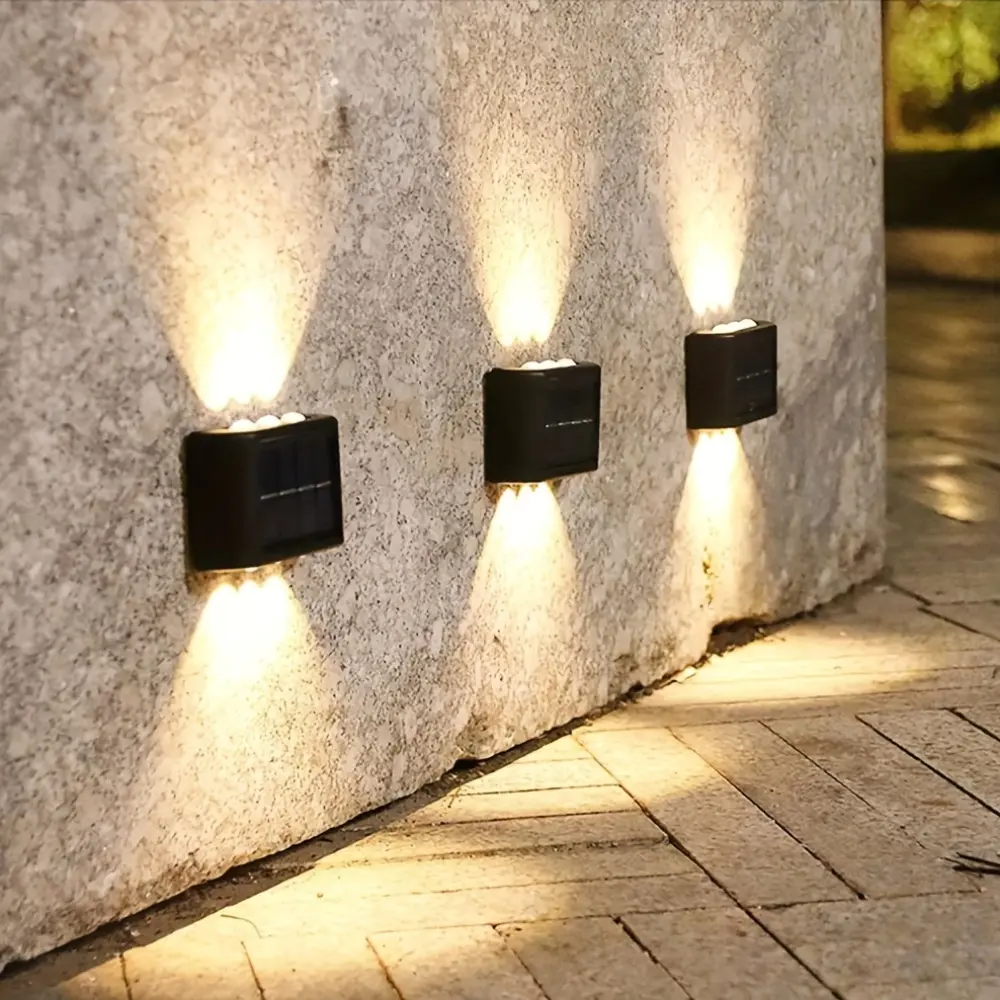 Yoomue 2/4/8-piece set of solar wall lights, IPX4 waterproof, 6 outdoorLED deck lights, wall lights, suitable for perfect decoration incourtyards, streets, fences, garages, and gardens.