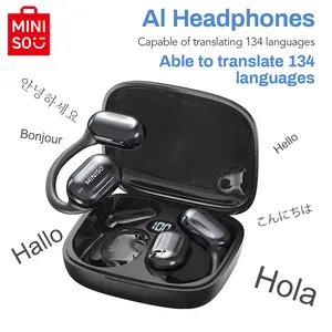 MINISO MS162 Wireless Translation Earbuds with APP Stereo Headset Built-in Microphone Headphones Bluetooth 5.4 Headset 30 Hours Long-lasting Battery Life High-quality Sound Earphones Suitable for Gym Running Exercise