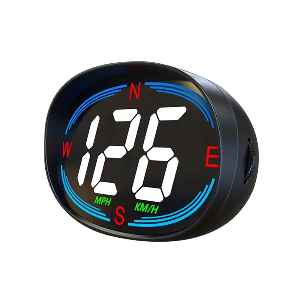 Automotive Universal GPS HUD Digital Speedometer - Plug-and-Play Speed Gauge with MPH/KMH Display and Compass