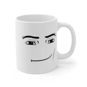Roblox Man Face Mug 11oz, Double Sided, White Ceramic Mug, Roblox funny, Coffee Mug, Gamer Cup, Meme Mug,