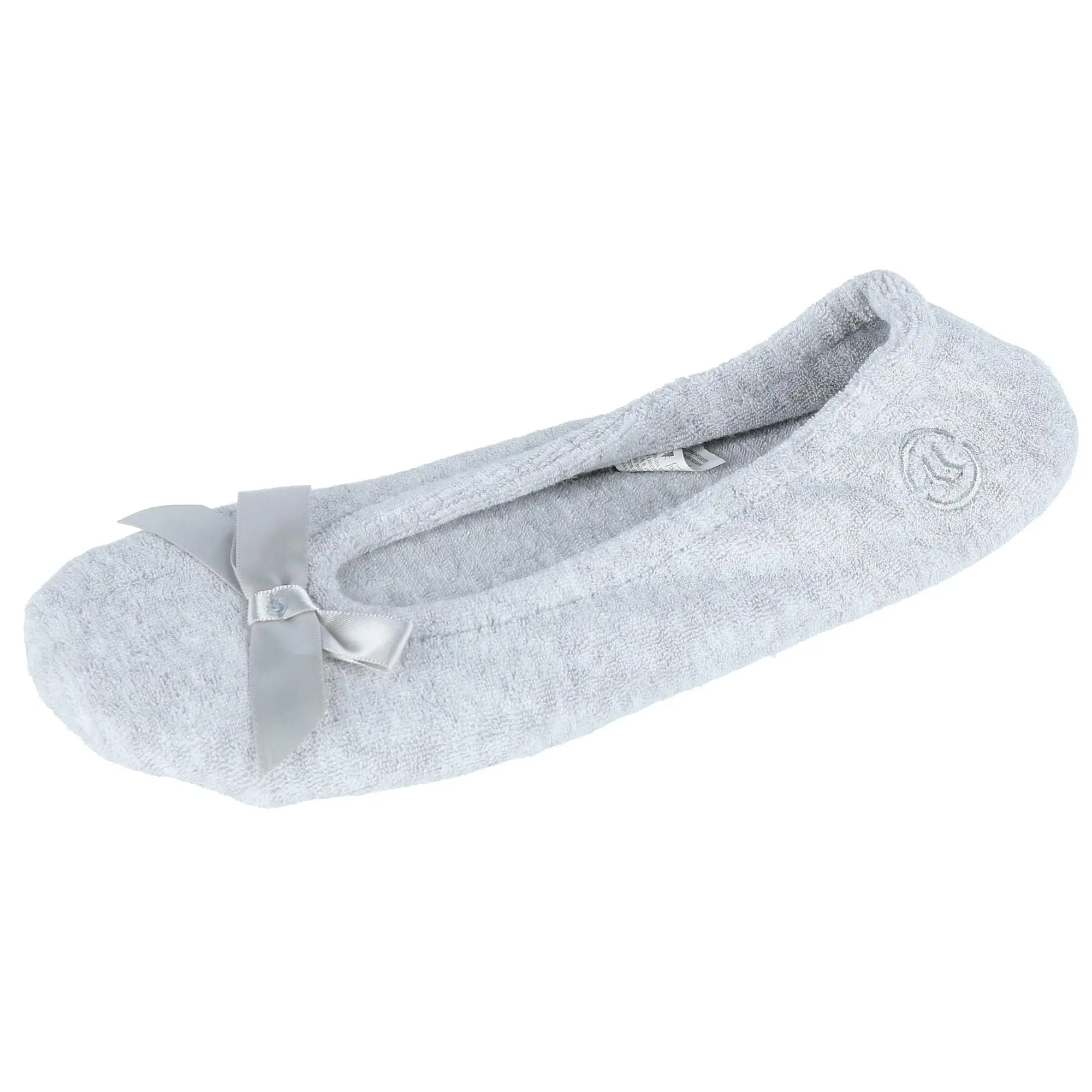 Isotoner Women's Synthetic Terry Classic Slip-On Ballerina Slippers - Flat Heel Casual Indoor Footwear, Plush Detailing, Cushioned, Machine Washable, Great Gift for Moms, Friends, Sisters, Grandma; Sizing Runs Small - Size Up Recommended