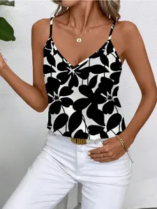 Women's Simple Floral Print Vest Top, Casual Sleeveless Summer Wear, Lightweight & Breathable Fabric, Perfect for Daily