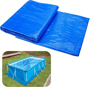 11 x 7.8 Ft Rectangular Waterproof PE Swimming Pool Ground Cloths, Swimming Pool Liner Pad for Protect Above Ground Pool, Prevents Punctures Pool Tarp