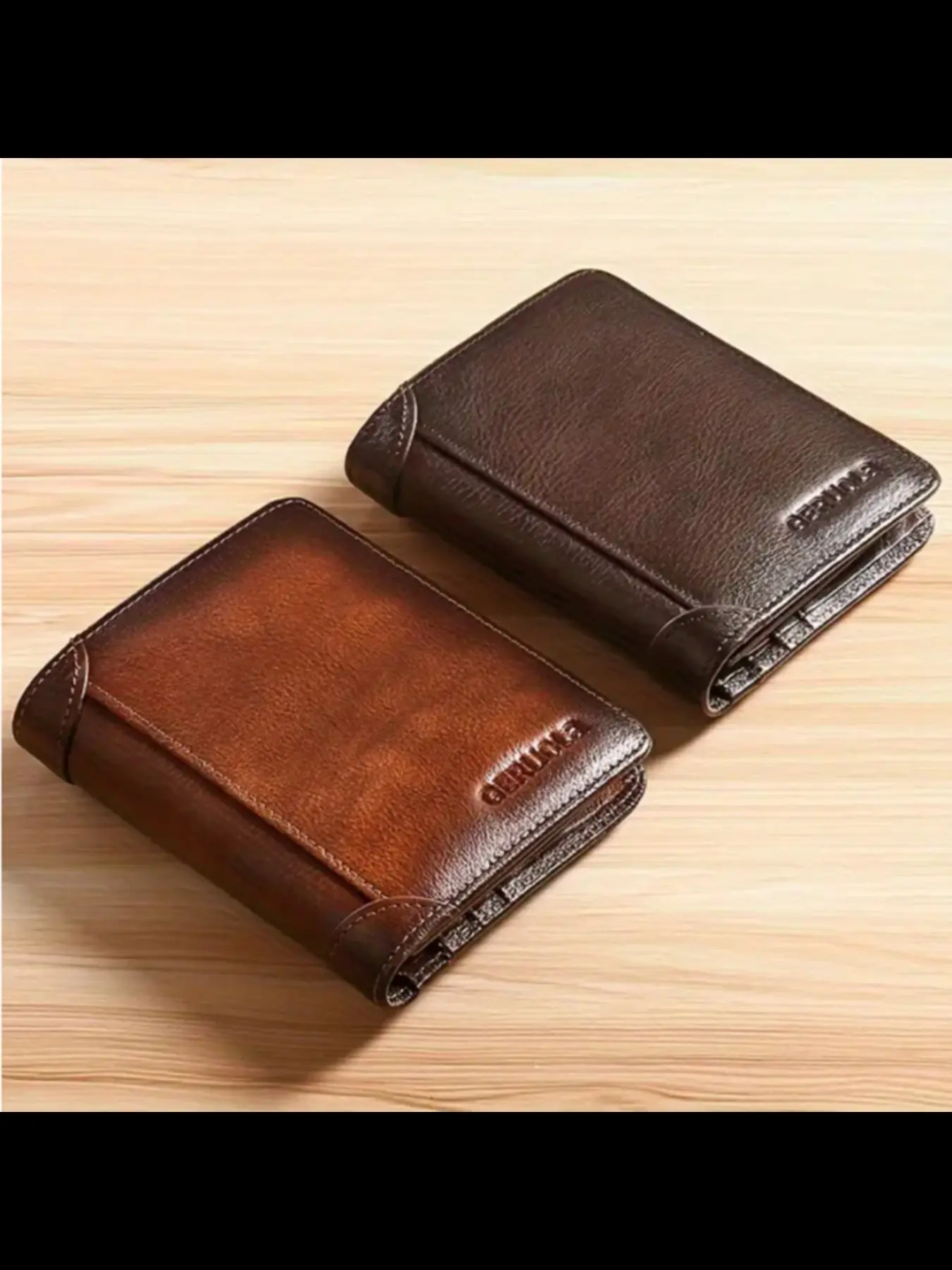 Men's Genuine Bifold Leather Wallet RFID Blocking Ultra-Thin Top Layer Cowhide Short Multifunctional ID Credit Card Holder Christmas Gift Business Wallets Minimalist Wallet Men Slim Wallet