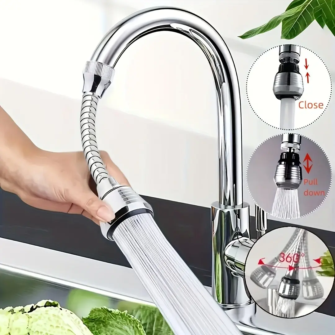 Universal Kitchen Faucet Splash Guard, High-Pressure Foam Shower Head, 360° Rotation, Extendable Arm, Water-Saving, Easy Installation, High Arc Faucet, Faucet Sprayer Attachment